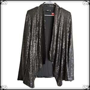 CRUEL DENIM Black Sequin Sweater Jacket 
Blazer Cardigan Glam Goth Girl Medium